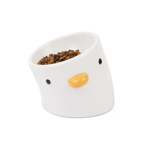 PURROOM Elevated Chick Ceramic Pet Bowl (Tilted)