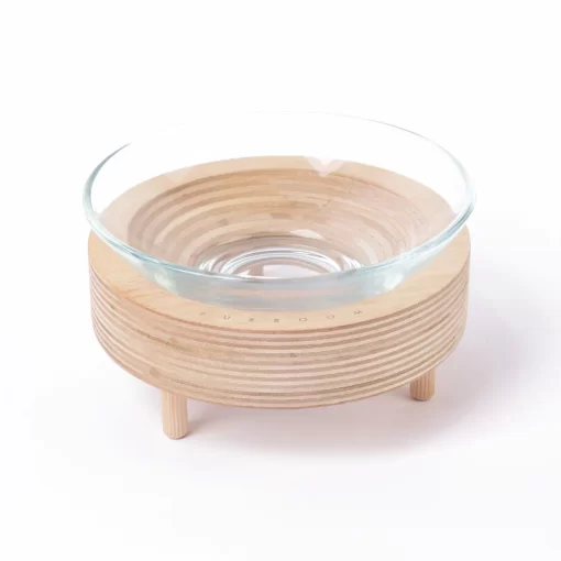 PURROOM Premium Glass Pet Bowl (Wood Stand)