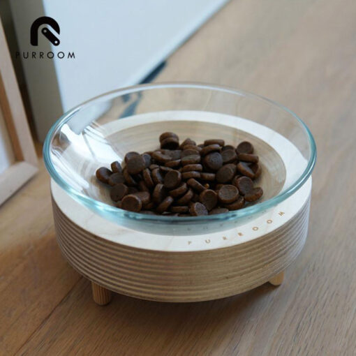 PURROOM Premium Glass Pet Bowl (Wood Stand) - Image 4