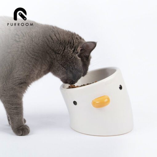 PURROOM Elevated Chick Ceramic Pet Bowl (Tilted) - Image 2