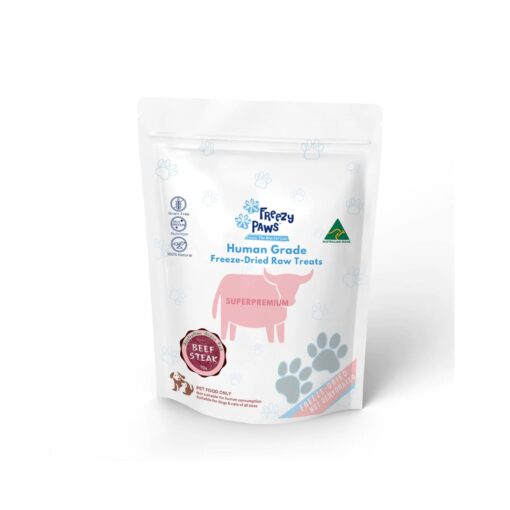 Freezy Paws Superpremium Human Grade Freeze-Dried Grass Fed Beef Steak Raw Treats 70g