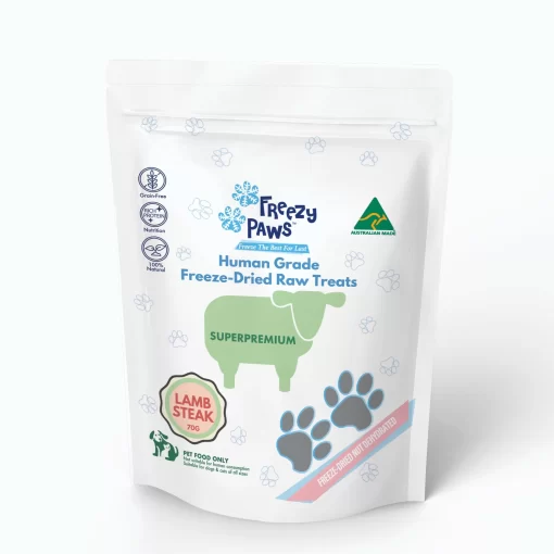 FreezyPaws Superpremium Human Grade Freeze-Dried Lamb Steak Raw Treats 70g