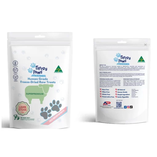 FreezyPaws Superpremium Human Grade Freeze-Dried Lamb Steak Raw Treats 70g - Image 3